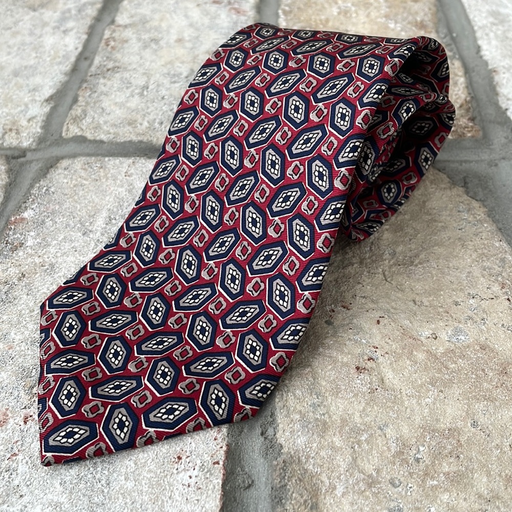Brooks Brothers Tie, All Silk in Blue and Red Pattern